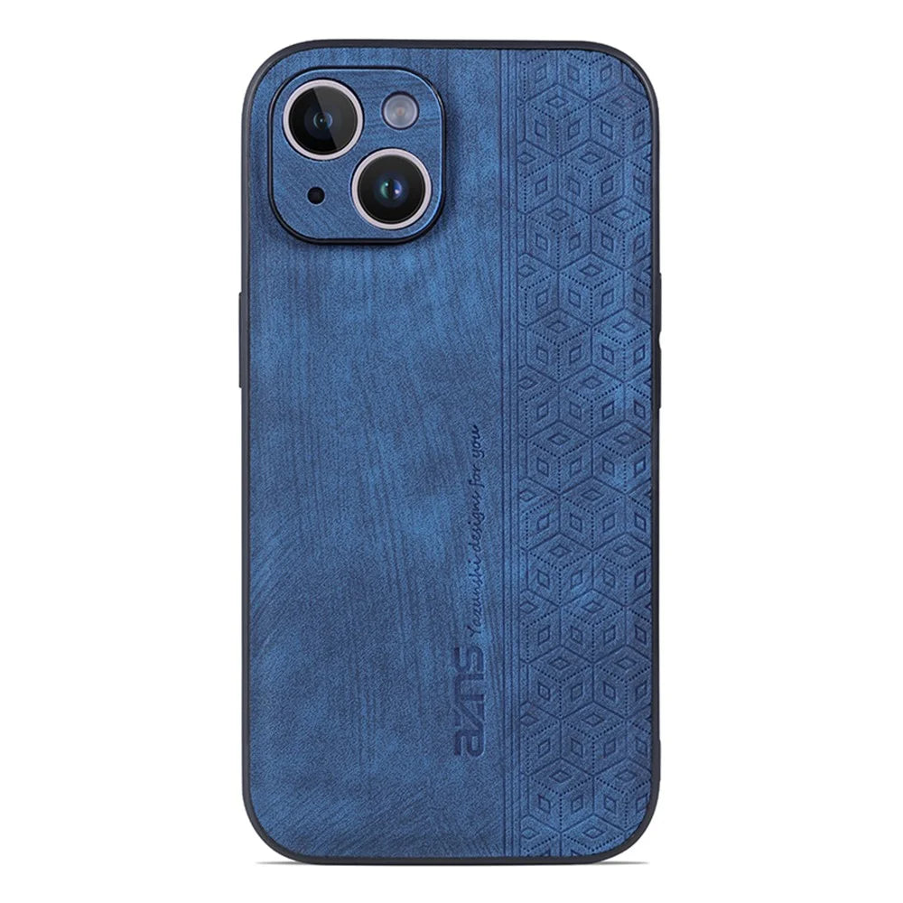 AZNS For iPhone 15 Plus Anti-Scratch Phone Shell Imprinted Pattern PU Leather+TPU Phone Back Cover - Blue - 2