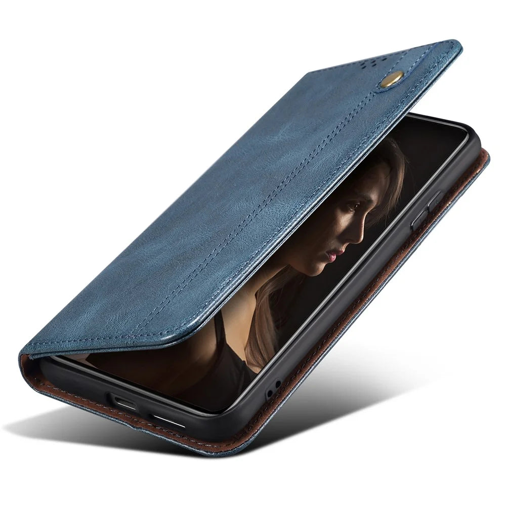 For OnePlus Nord 3 5G / Ace 2V Wallet Case Waxy Crazy Horse Texture Cell Phone Cover Stand PU Leather Phone Shell - Blue - 4
