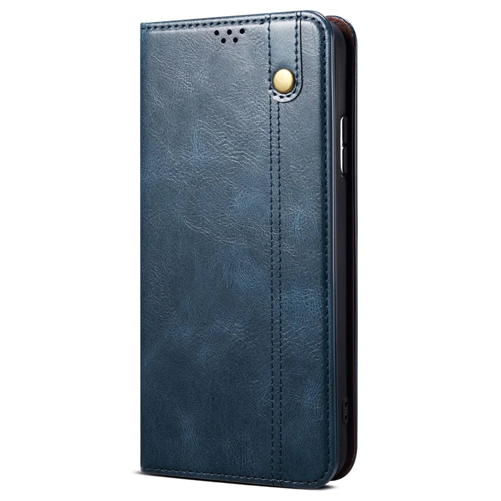 For OnePlus Nord 3 5G / Ace 2V Wallet Case Waxy Crazy Horse Texture Cell Phone Cover Stand PU Leather Phone Shell - Blue - 6