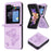 For Samsung Galaxy Z Flip5 5G PU Leather + PC Phone Case Butterfly Pattern Imprinted Shockproof Cover - Purple - 1
