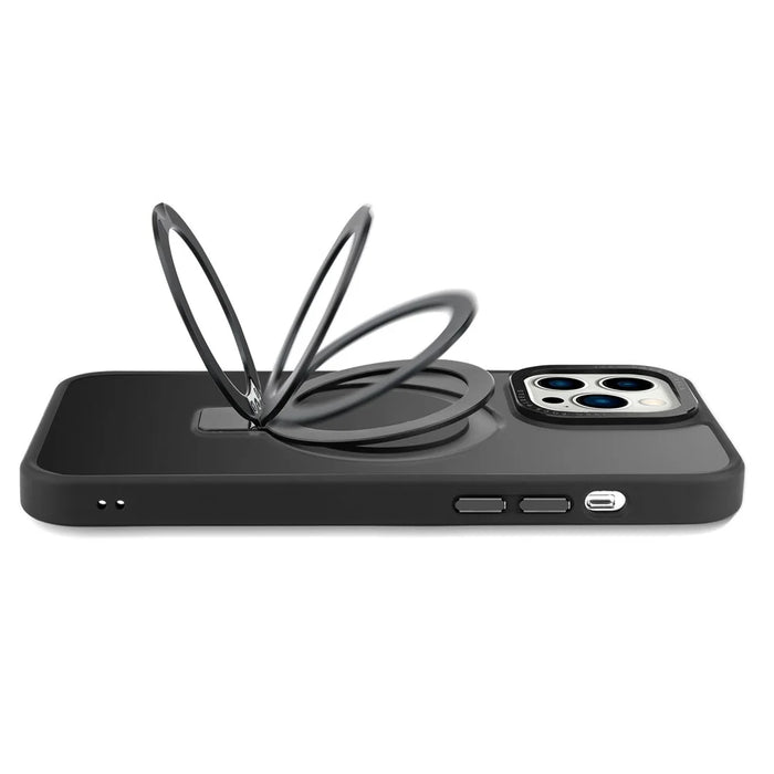 For iPhone 15 Pro Magnetic Phone Case TPU+PC Kickstand Matte Cover Compatible with MagSafe - Sapphire - 5