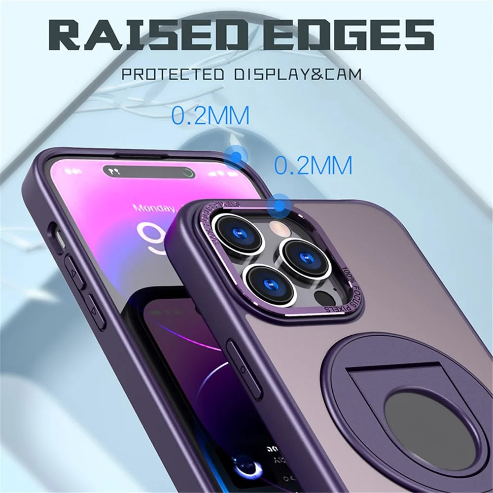 For iPhone 15 Pro Max Style-A Metal kickstand Phone Case Compatible with MagSafe Acrylic+TPU Cover - Purple - 5