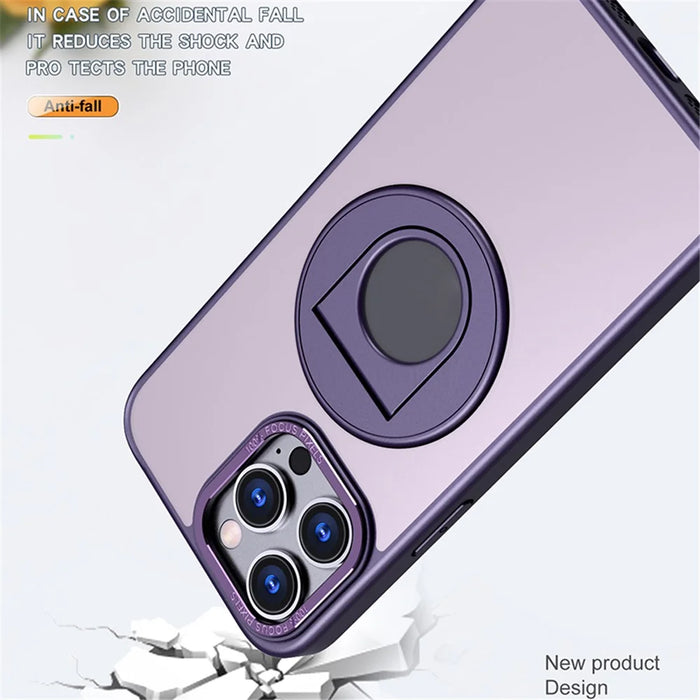 Style-A Acrylic+TPU Phone Case for iPhone 14 Pro Max , Rotating Ring Kickstand Shockproof Cover - Purple - 3