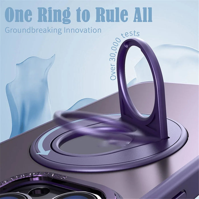 Style-A Acrylic+TPU Phone Case for iPhone 14 Pro Max , Rotating Ring Kickstand Shockproof Cover - Purple - 6