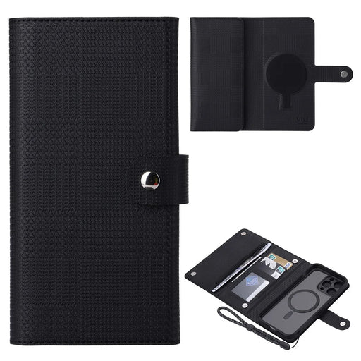 VILI GHB Series Leather Case for iPhone 14 Pro RFID Blocking Phone Wallet Cover Compatible with MagSafe - Black - 1