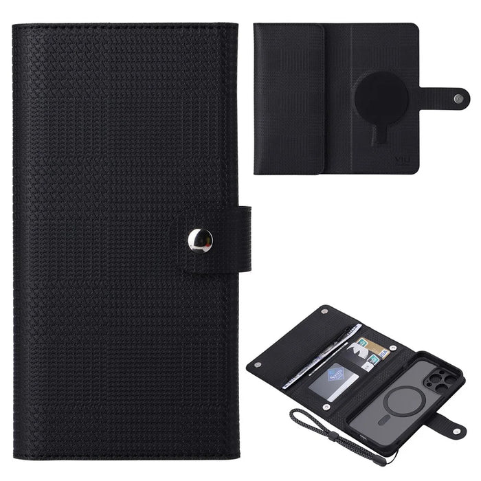 VILI GHB Series Leather Case for iPhone 14 Pro RFID Blocking Phone Wallet Cover Compatible with MagSafe - Black - 1