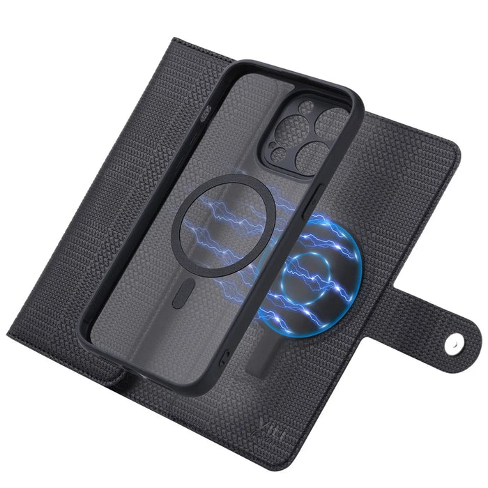 VILI GHB Series Leather Case for iPhone 14 Pro RFID Blocking Phone Wallet Cover Compatible with MagSafe - Black - 2
