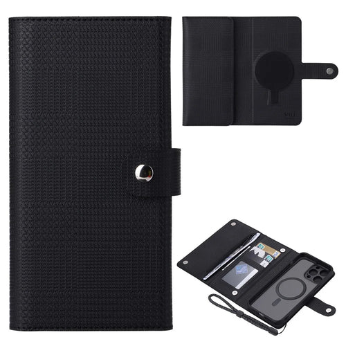 VILI GHB Series for iPhone 13 Pro RFID Blocking Phone Case Zipper Pocket Leather Cover Compatible with MagSafe - Black - 1