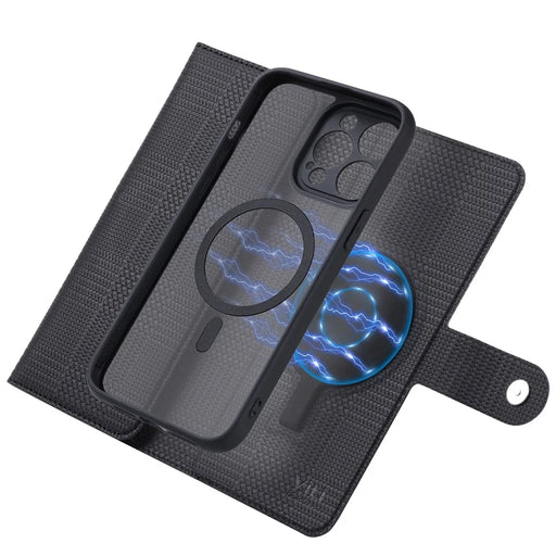 VILI GHB Series for iPhone 13 Pro RFID Blocking Phone Case Zipper Pocket Leather Cover Compatible with MagSafe - Black - 2