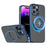 Style-B Drop Impact Phone Case for iPhone 14 Pro , Acrylic+TPU Rotating Ring Holder Kickstand Cover - Blue - 1