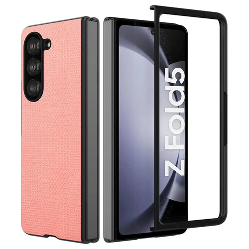 VILI TH Series For Samsung Galaxy Z Fold5 5G Anti-Drop Phone Case PU+PC+TPU Phone Cover - Pink - 1