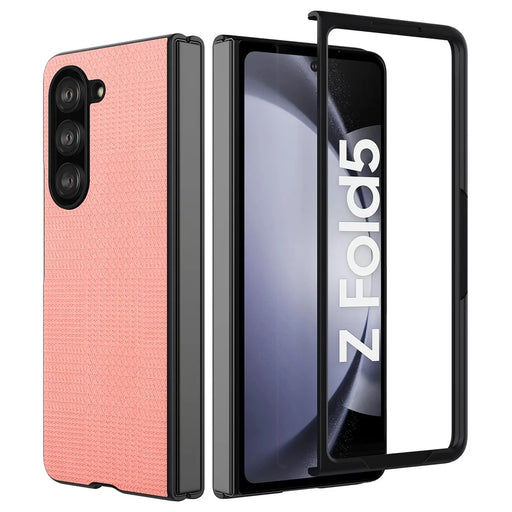 VILI TH Series For Samsung Galaxy Z Fold5 5G Anti-Drop Phone Case PU+PC+TPU Phone Cover - Pink - 1