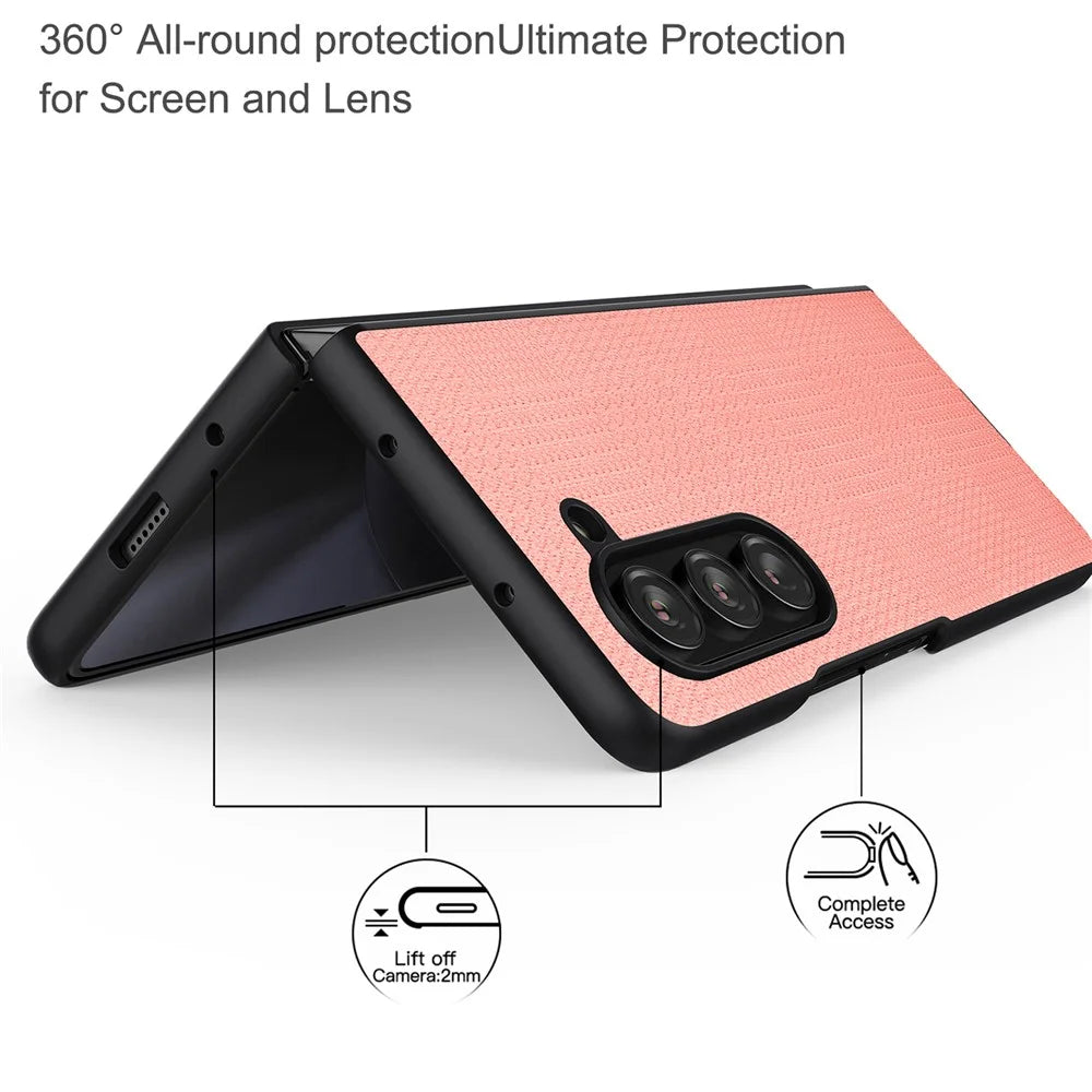 VILI TH Series For Samsung Galaxy Z Fold5 5G Anti-Drop Phone Case PU+PC+TPU Phone Cover - Pink - 3