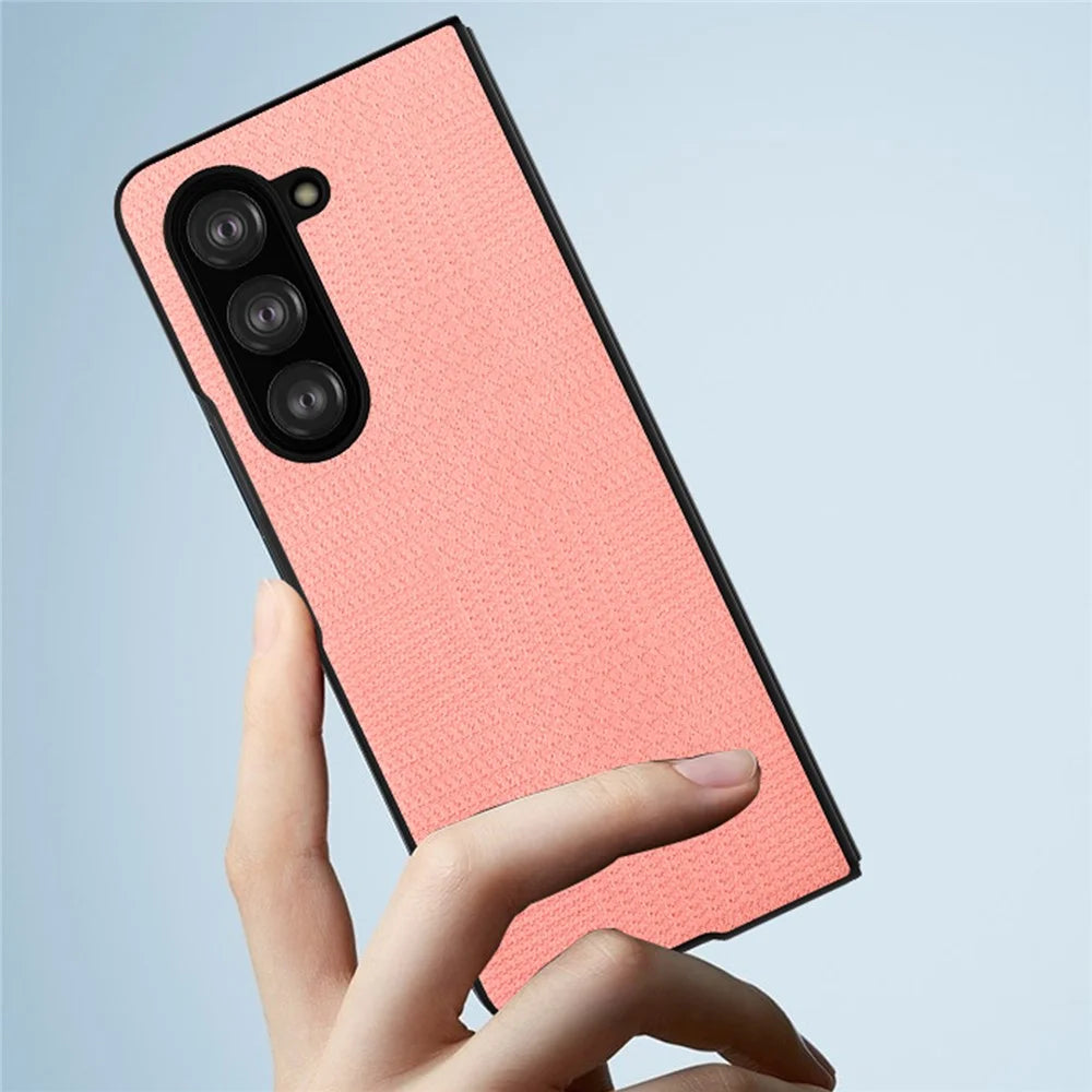 VILI TH Series For Samsung Galaxy Z Fold5 5G Anti-Drop Phone Case PU+PC+TPU Phone Cover - Pink - 5