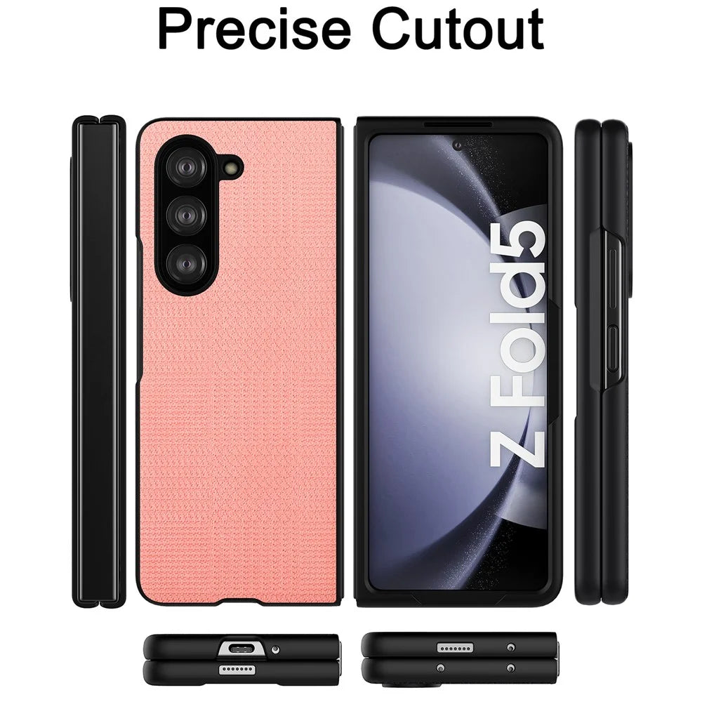 VILI TH Series For Samsung Galaxy Z Fold5 5G Anti-Drop Phone Case PU+PC+TPU Phone Cover - Pink - 6