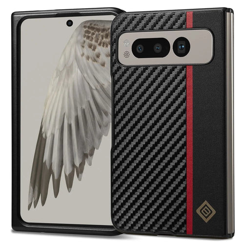 LC.IMEEKE For Google Pixel Fold Anti-scratch Carbon Fiber Texture Phone Case PU Leather+TPU+EVA Back Cover - 1