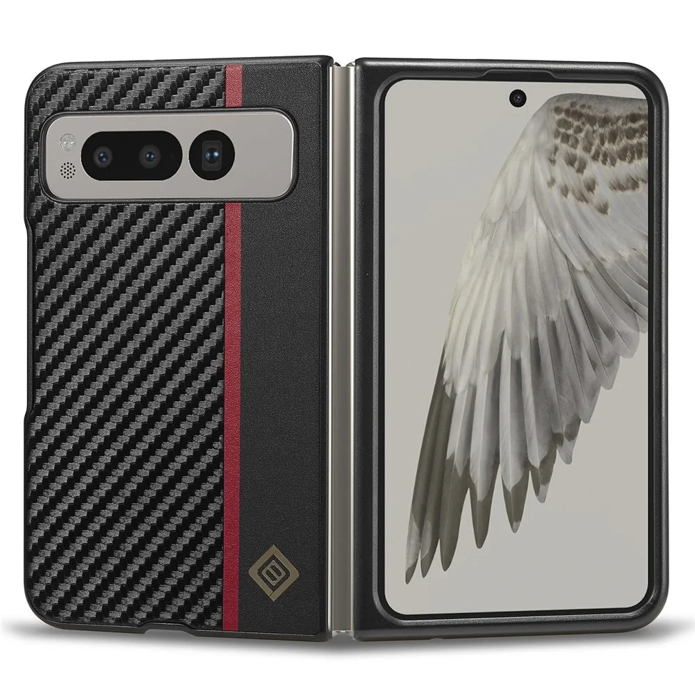 LC.IMEEKE For Google Pixel Fold Anti-scratch Carbon Fiber Texture Phone Case PU Leather+TPU+EVA Back Cover - 2