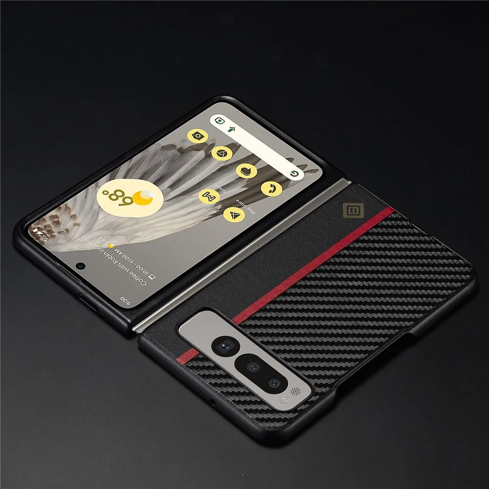 LC.IMEEKE For Google Pixel Fold Anti-scratch Carbon Fiber Texture Phone Case PU Leather+TPU+EVA Back Cover - 5