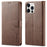 LC.IMEEKE Wallet Case for iPhone 15 Pro , Full Protection PU Leather Calf Texture Stand Flip Cover - Brown - 1