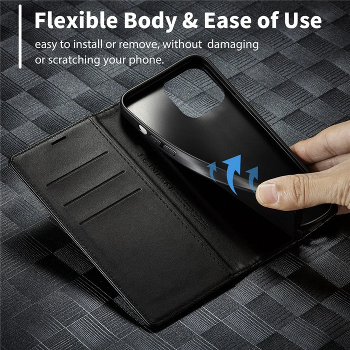 LC.IMEEKE For iPhone 15 Pro Carbon Fiber Texture Stand Cover Wallet Phone Leather Case - Vertical Stripe - 6