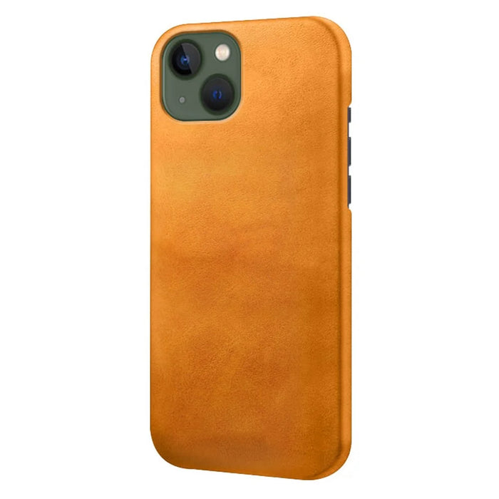 For iPhone 15 Calf Texture Phone Case PU Leather Coated PC Shockproof Cover - Orange - 2