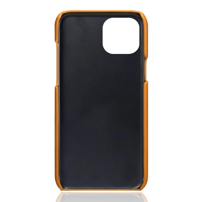 For iPhone 15 Calf Texture Phone Case PU Leather Coated PC Shockproof Cover - Orange - 4
