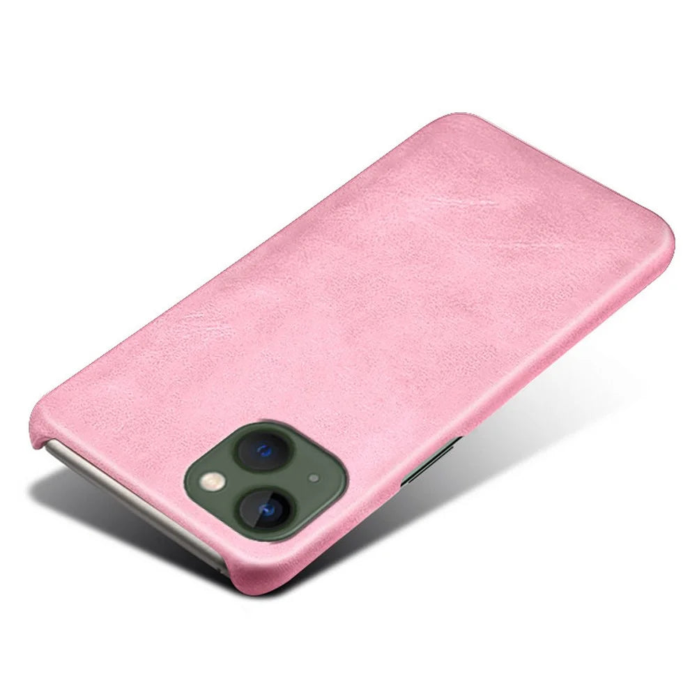 For iPhone 15 Plus PU Leather + PC Calf Texture Case Ultra-Thin Protective Phone Cover - Rose Gold - 3