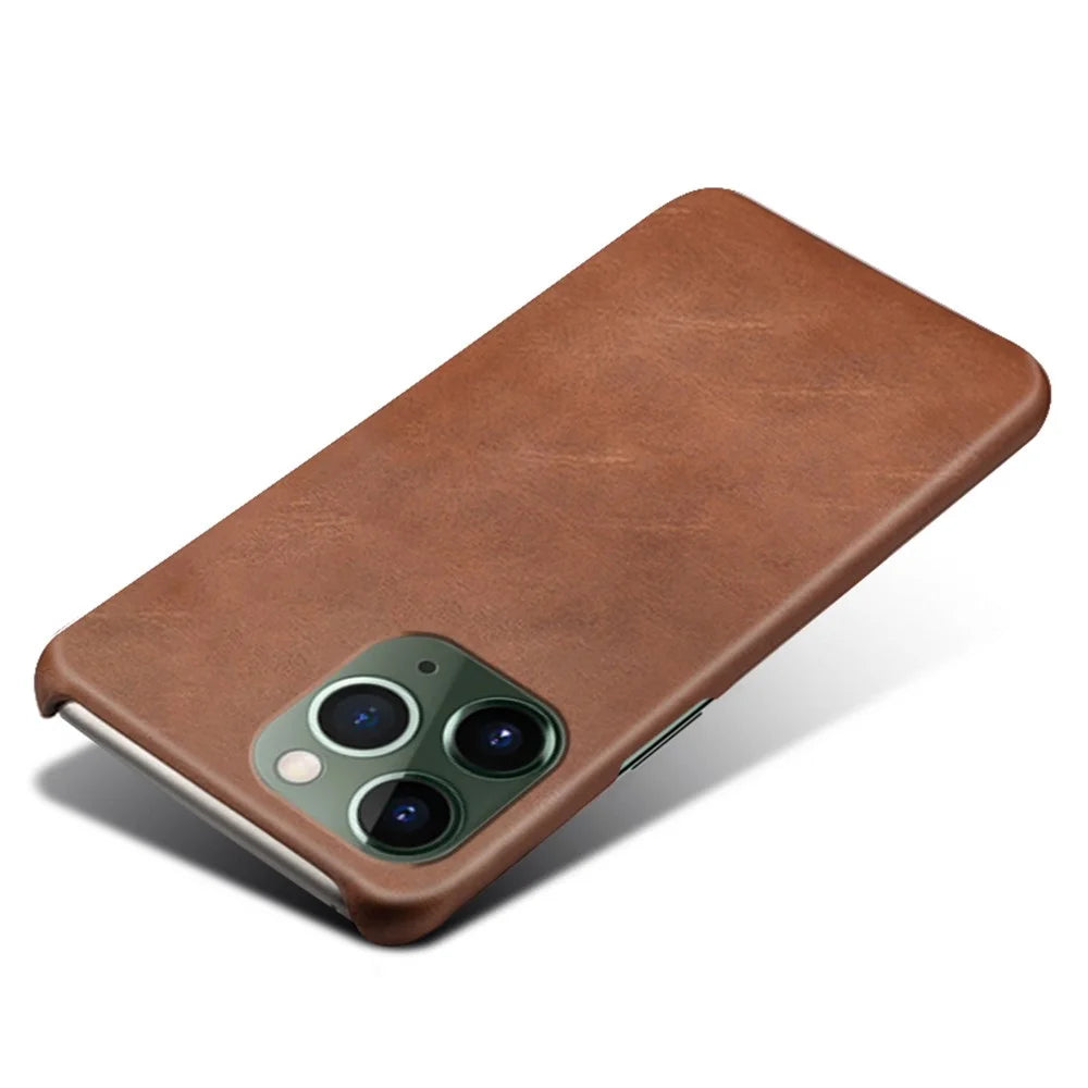 For iPhone 15 Pro PU Leather + PC Phone Case Calf Texture Shockproof Cover - Brown - 3