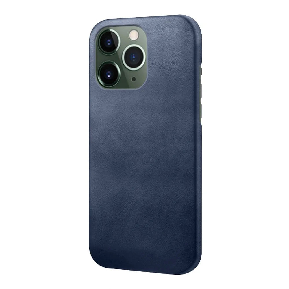 For iPhone 15 Pro Max PU Leather + Hard PC Shell Anti-Scratch Calf Texture Phone Cover - Blue - 2