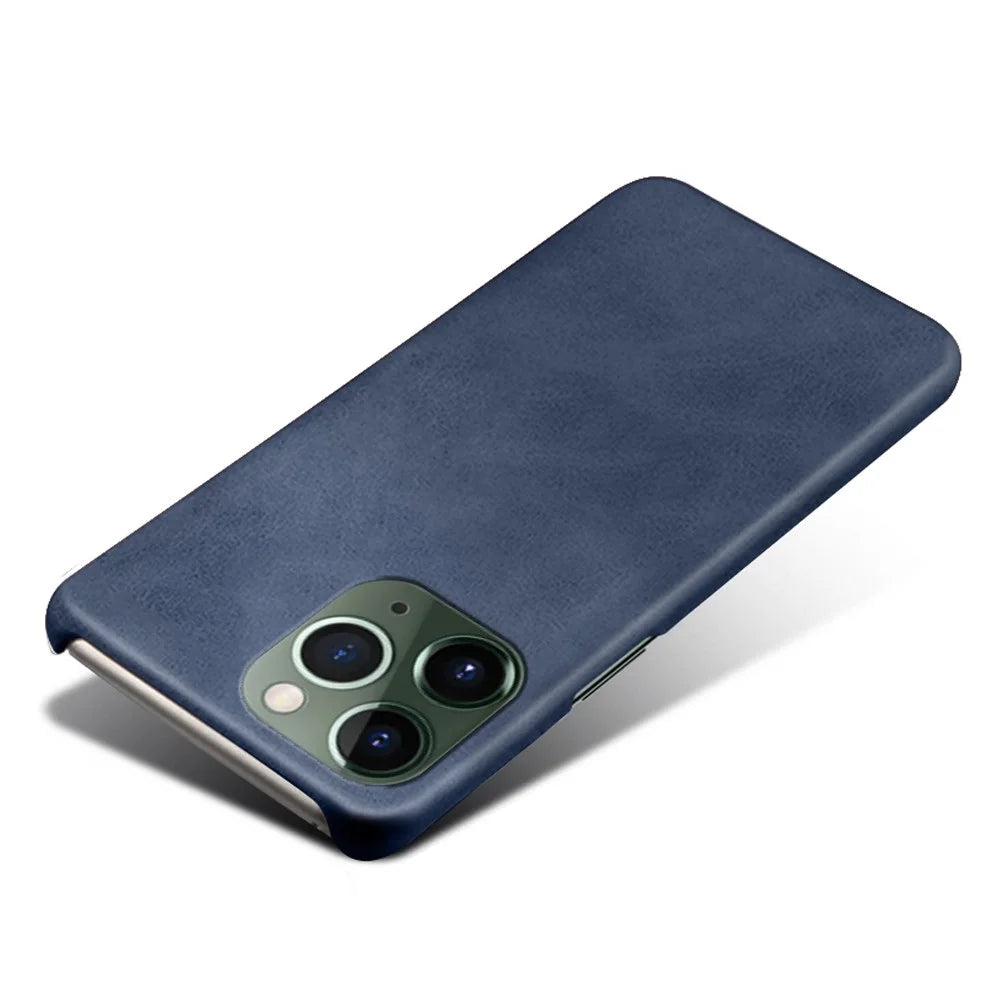 For iPhone 15 Pro Max PU Leather + Hard PC Shell Anti-Scratch Calf Texture Phone Cover - Blue - 3