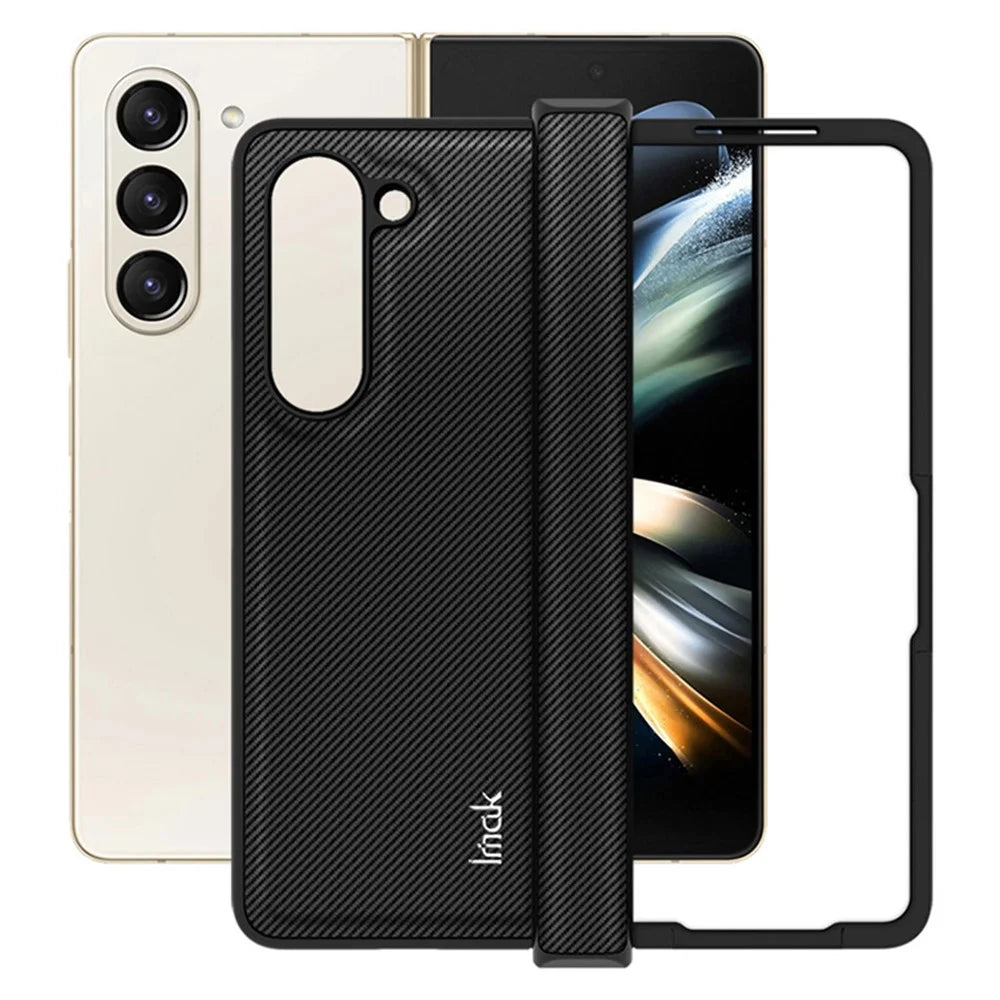 IMAK Ruiyi Series for Samsung Galaxy Z Fold5 5G Carbon Fiber Texture Phone Case PU+PC Anti-Drop Phone Cover - 1