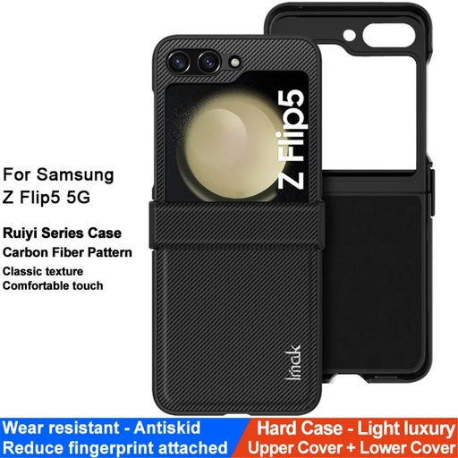 IMAK Ruiyi Series for Samsung Galaxy Z Flip5 5G Phone Cover Carbon Fiber Texture PC + PU Leather Phone Case - 2