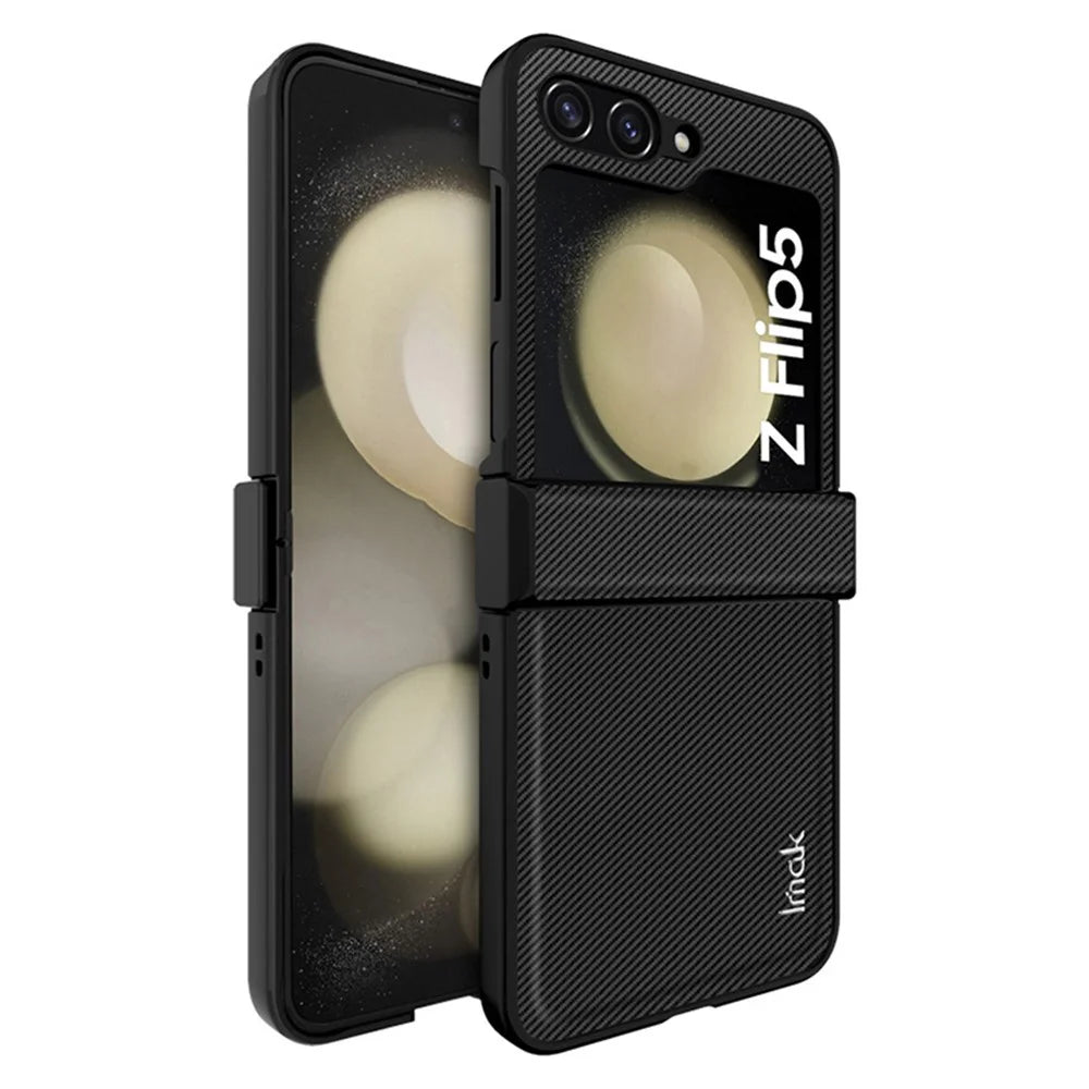 IMAK Ruiyi Series for Samsung Galaxy Z Flip5 5G Phone Cover Carbon Fiber Texture PC + PU Leather Phone Case - 3