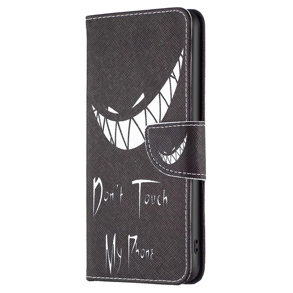 For Samsung Galaxy F34 5G / M34 5G PU Leather Pattern Printing Phone Case Wallet Stand Anti-drop Cover - Don't Touch My Phone - 5