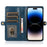 TPU+PU Leather Case for iPhone 14 Pro Max Anti-Drop Detachable 2-in-1 Phone Case Shockproof Wallet Phone Cover - Blue - 2
