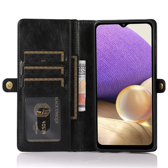 TPU+PU Phone Case for Samsung Galaxy A32 5G / M32 5G Detachable 2-in-1 Shockproof Wallet Phone Case with Strap - Black - 2