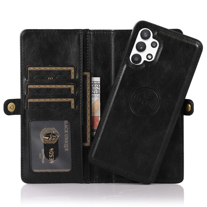 TPU+PU Phone Case for Samsung Galaxy A32 5G / M32 5G Detachable 2-in-1 Shockproof Wallet Phone Case with Strap - Black - 3