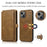 Wallet Phone Case for iPhone 13 mini 5.4 inch Detachable 2-in-1 TPU+PU Leather Flip Cover with Strap - Brown - 7