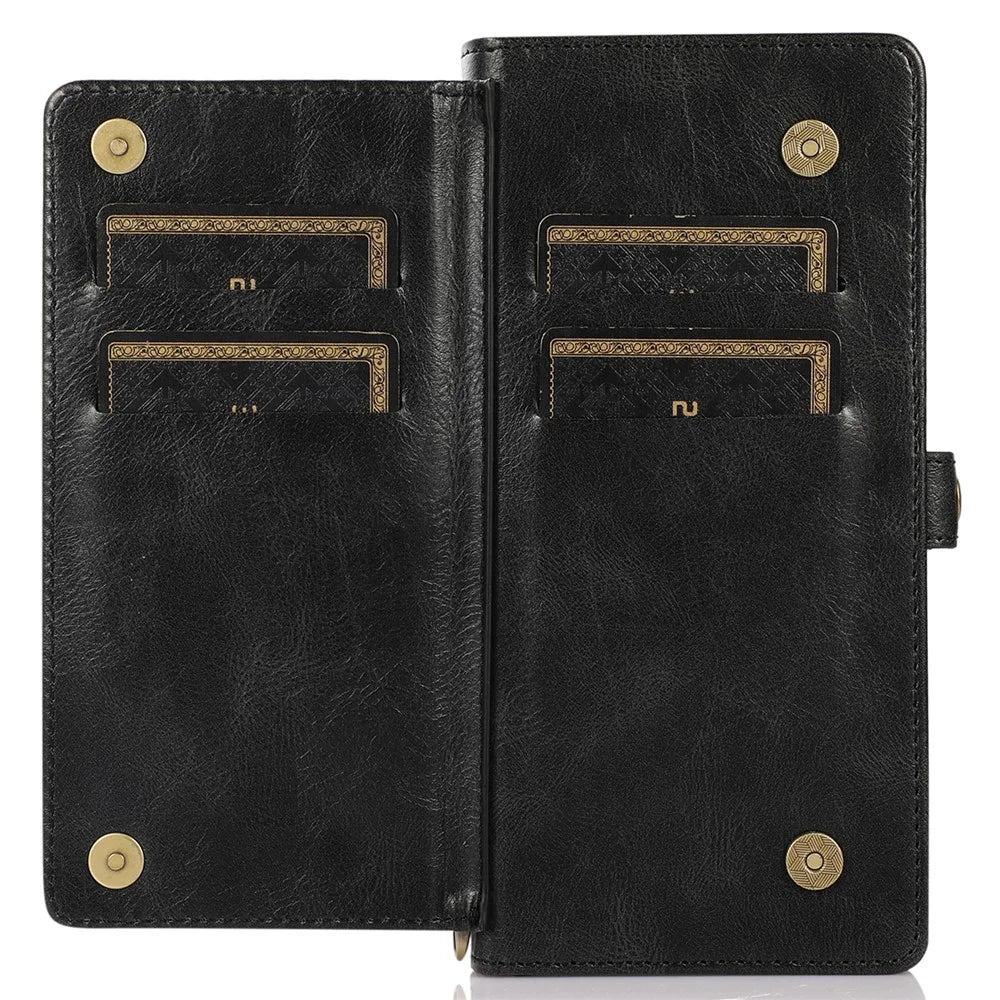 For Samsung Galaxy A52 4G / A52 5G / A52s 5G Protective Cover Detachable 2-in-1 TPU+PU Leather Wallet Phone Case with Strap - Black - 4