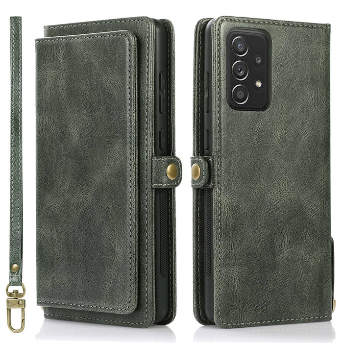 For Samsung Galaxy A33 5G TPU+PU Leather Case Detachable 2-in-1 Protective Wallet Phone Cover with Strap - Green - 1