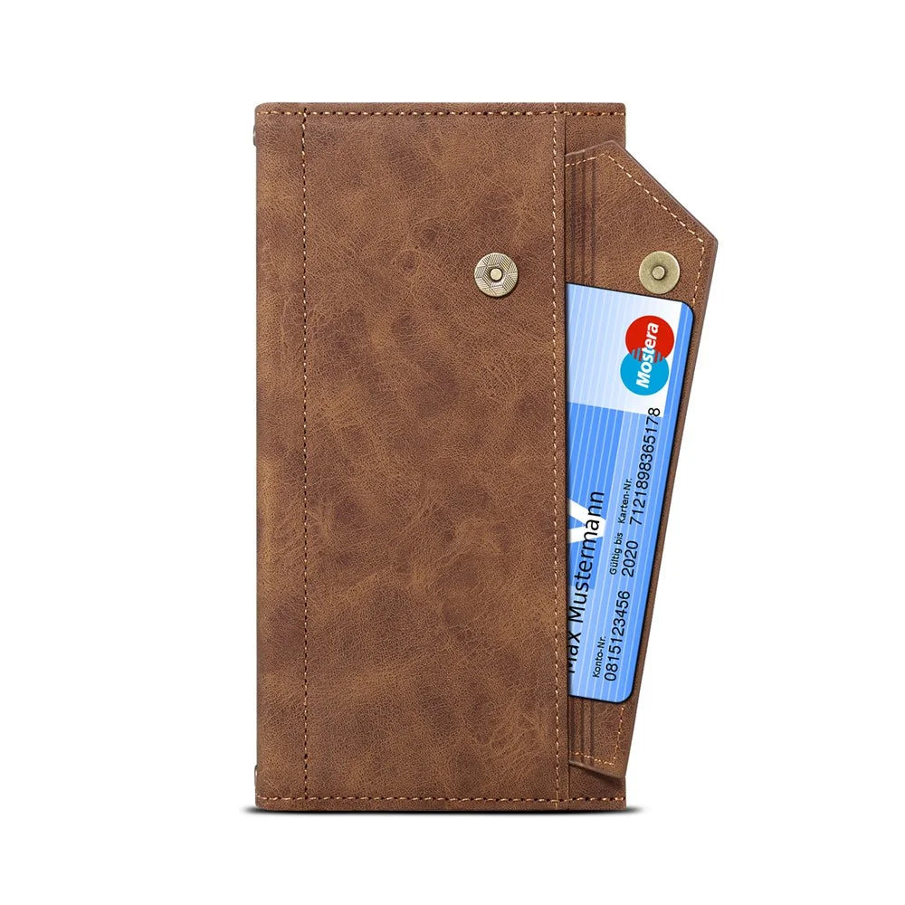 ESEBLE Star Series Leather Phone Case for Samsung Galaxy S23 FE Zipper Pocket RFID Blocking Wallet Stand Cover - Brown - 5