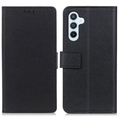 For Samsung Galaxy F34 5G / M34 5G Stand Phone Cover Textured PU Leather Phone Wallet Case - Black - 1