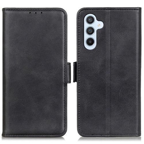 For Samsung Galaxy F34 5G / M34 5G Wallet Phone Case Cowhide Texture PU Leather Cover with Stand - Black - 1