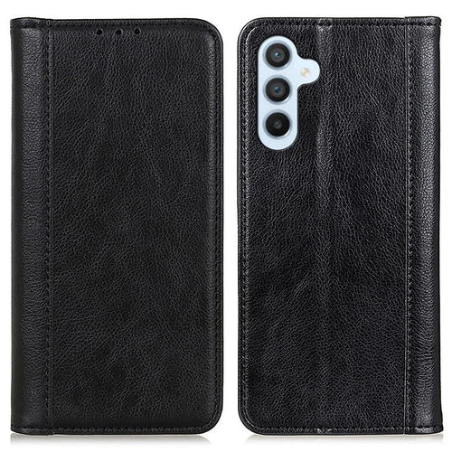 For Samsung Galaxy F34 5G / M34 5G Split Leather Wallet Phone Case Litchi Texture Stand Phone Cover - Black - 1