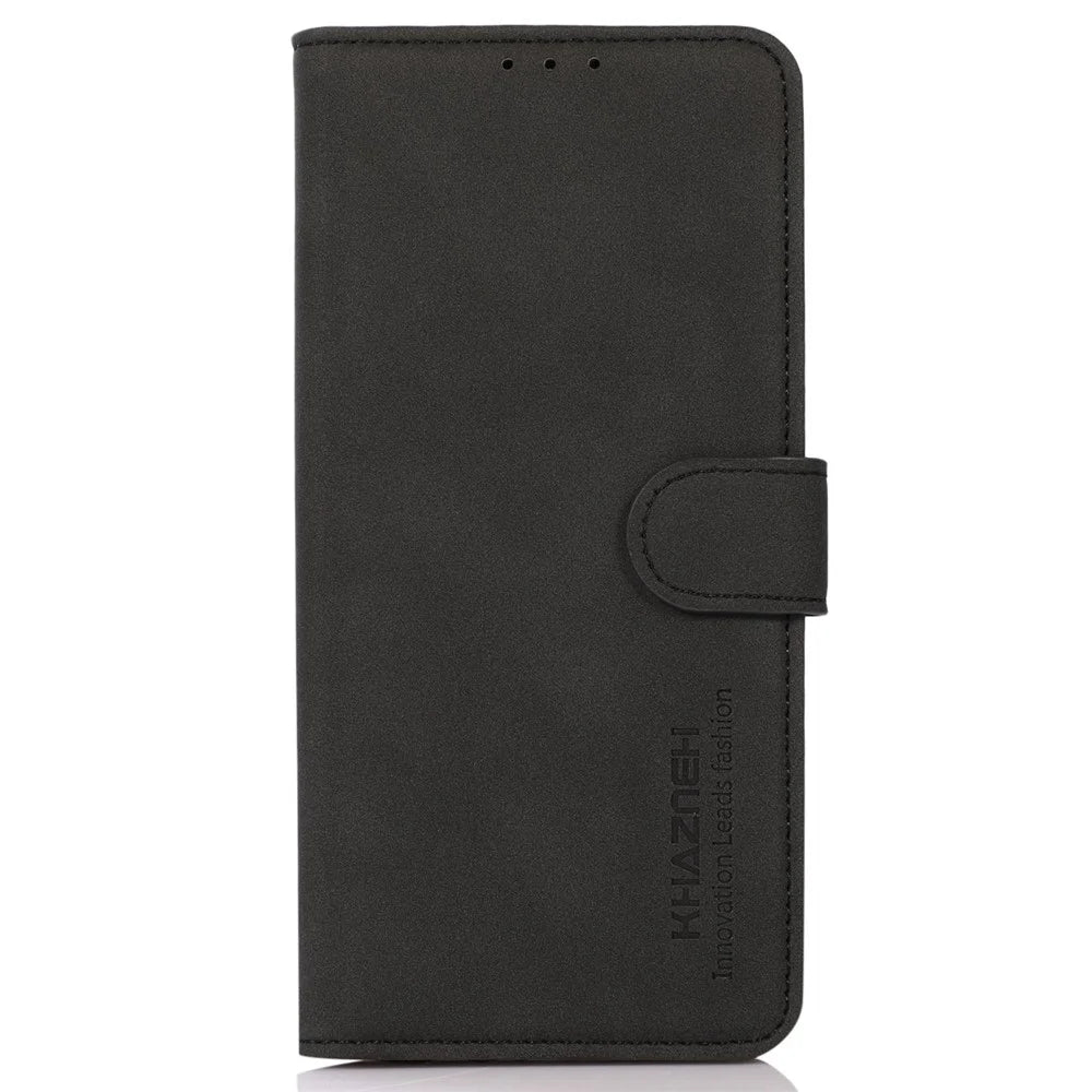 KHAZNEH For Samsung Galaxy F34 5G / M34 5G Wallet Phone Cover Textured PU Leather Stand Anti-drop Case - Black - 6