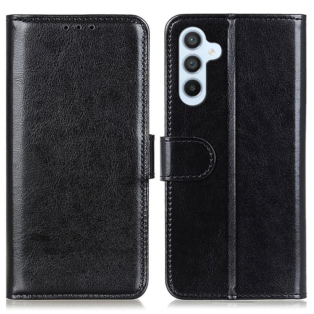 For Samsung Galaxy F34 5G / F34 5G / M34 5G PU Leather Stand Phone Case Crazy Horse Texture Wallet Cover - Black - 1