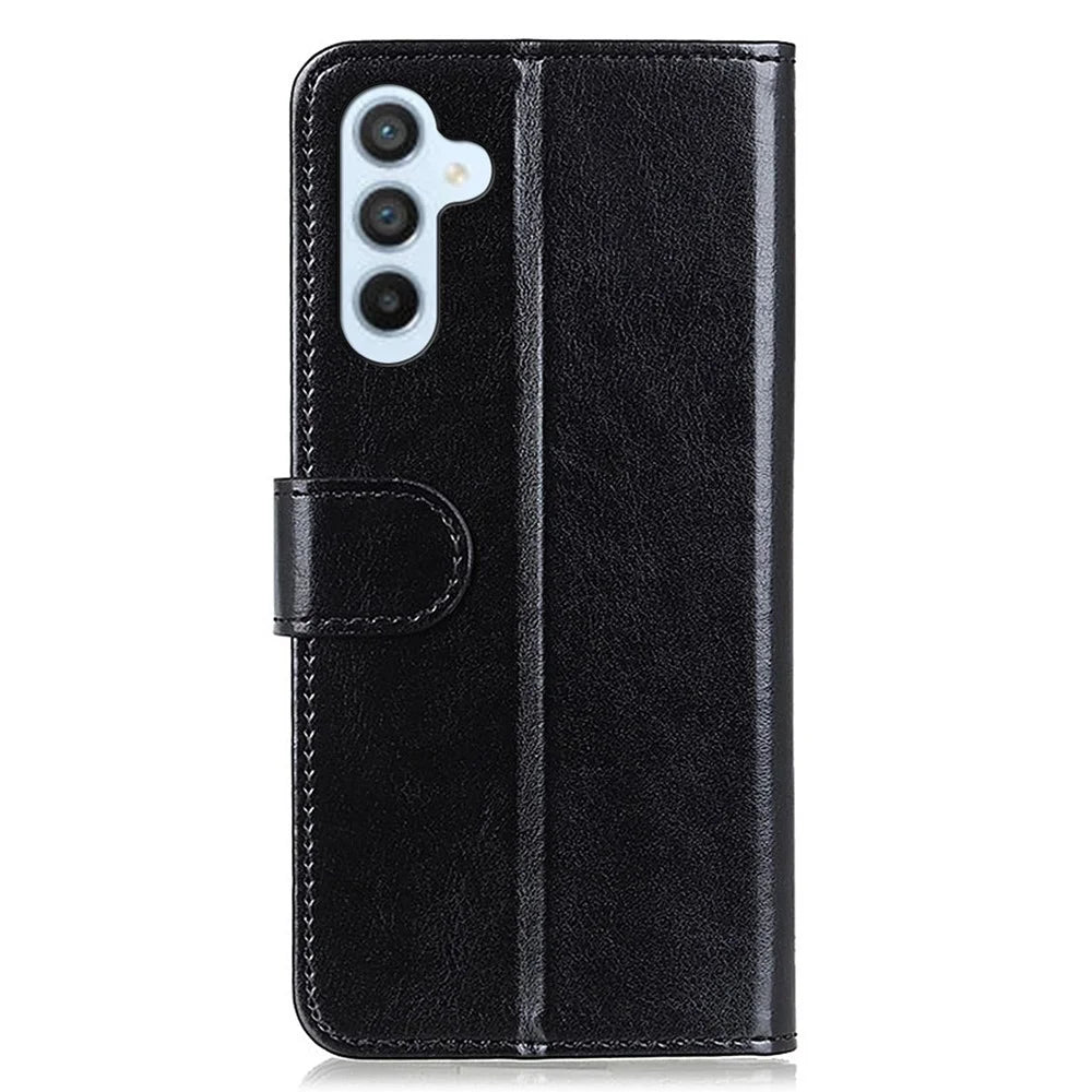 For Samsung Galaxy F34 5G / F34 5G / M34 5G PU Leather Stand Phone Case Crazy Horse Texture Wallet Cover - Black - 6