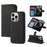 For iPhone 15 Pro Detachable Magnetic Wallet Case PU Leather Cross Texture Stand Phone Cover - Black - 1