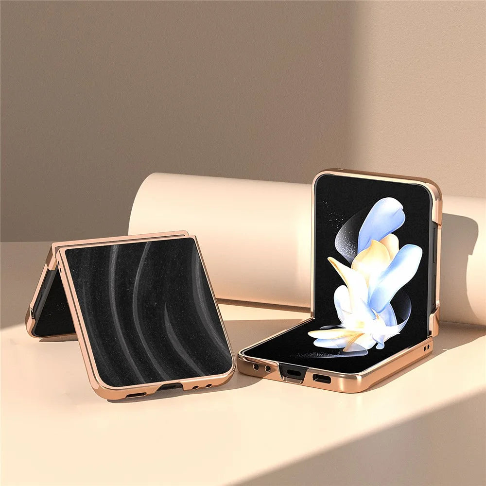 Milky Way Series Phone Case for Samsung Galaxy Z Flip5 5G , PU Leather + PC Electroplating Anti-Scratch Cover - Black - 3