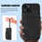 For iPhone 13 Zipper Wallet Cover Kickstand PU Leather+TPU Case Mobile Phone Guard Shell - Black - 7